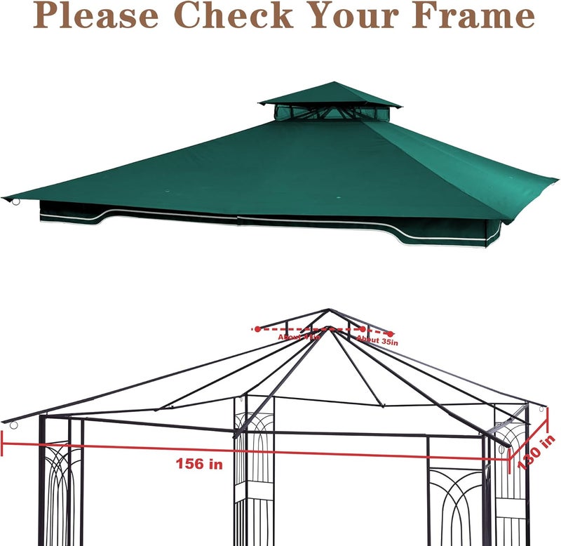SCOCANOPY Replacement Gazebo Canopy for 10 x 12 Regency II Patio Gazebo Model L-GZ798PST,A101004104,A101004105,(Forest Green) - Image 4